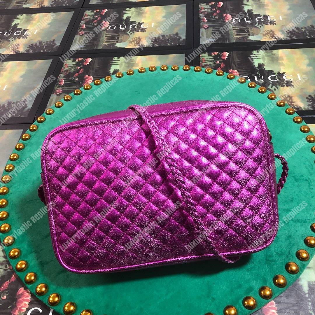 G*u*i laminated leather small shoulder bag purple