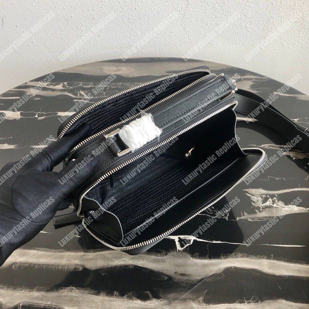 Pra*a brique saffiano leather bag black