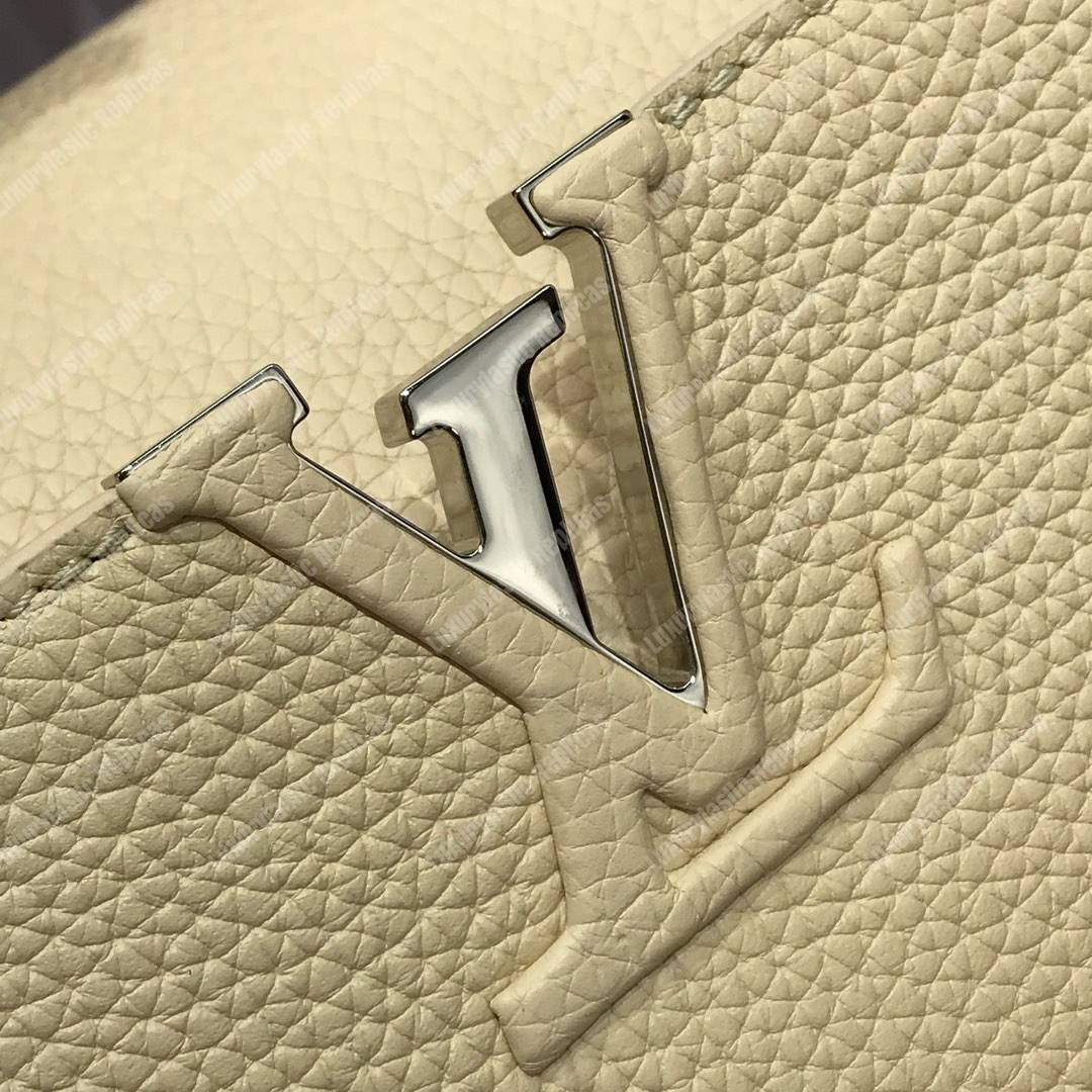 LV Capucines PM Taurillon Leather Python Crème Beige