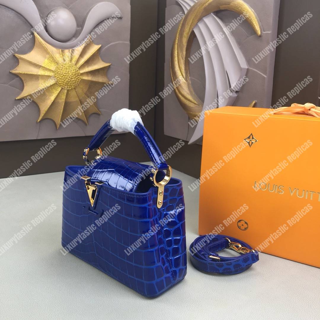 LV Capucines Mini Crocodilien Brillant Bleu Santorin