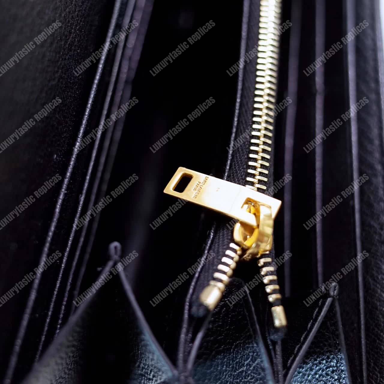 Saint Laurent Monogram Large Flap Wallet Black De Poudre
