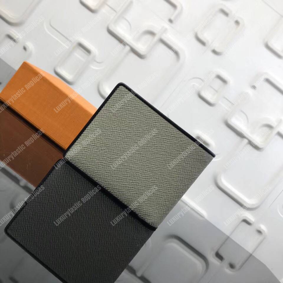 LV Multiple Wallet Taiga Leather Silver