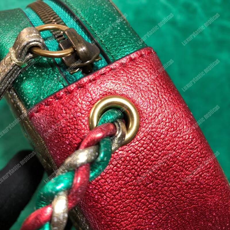 G*u*i laminated leather mini bag red and green