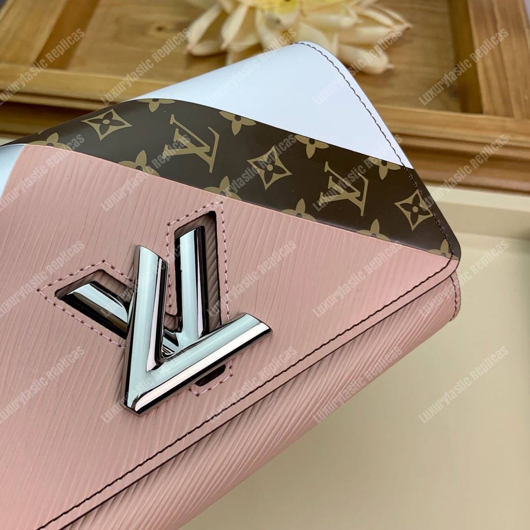 LV Twist Chain Wallet Epi Leather Monogram Blanc Rose