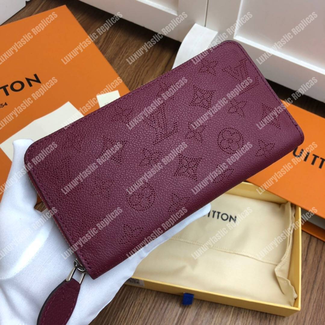 LV Zippy Wallet Mahina Leather Aubergine