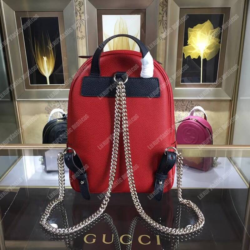 G*u*i soho leather chain backpack red