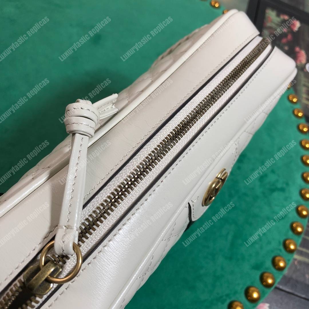 G*u*i quilted leather small shoulder bag white