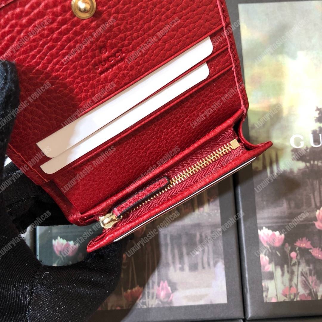 G*u*i leather card case hibiscus red