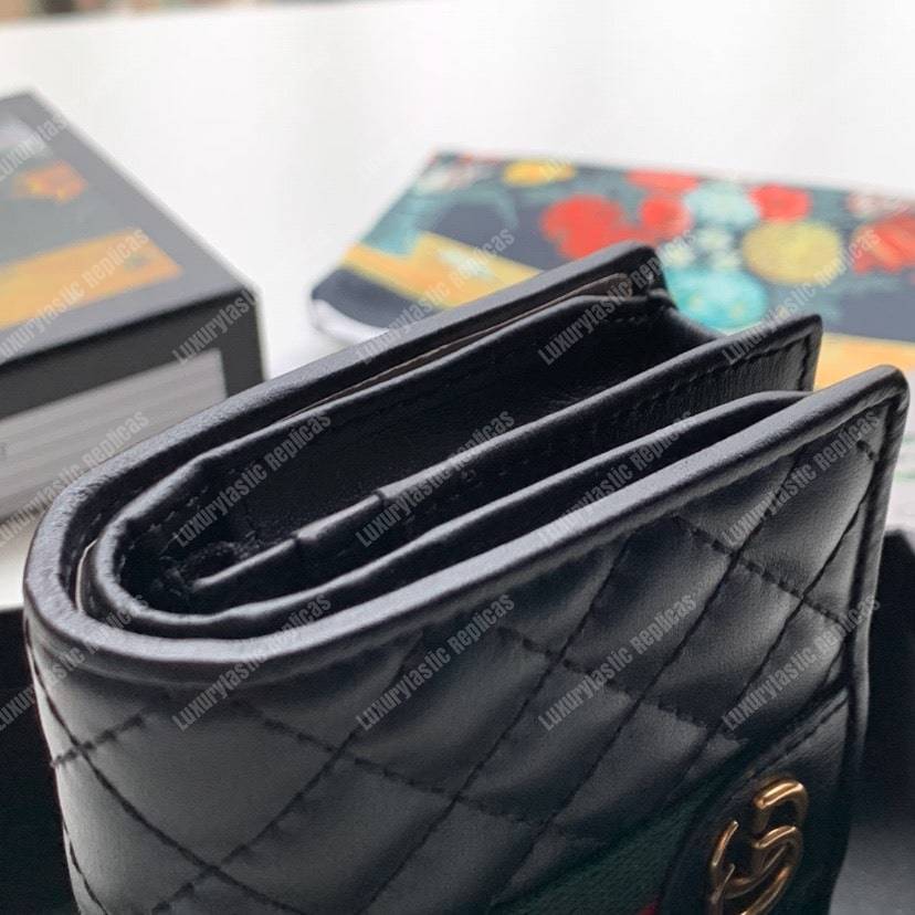 G*u*i leather card case with double g black