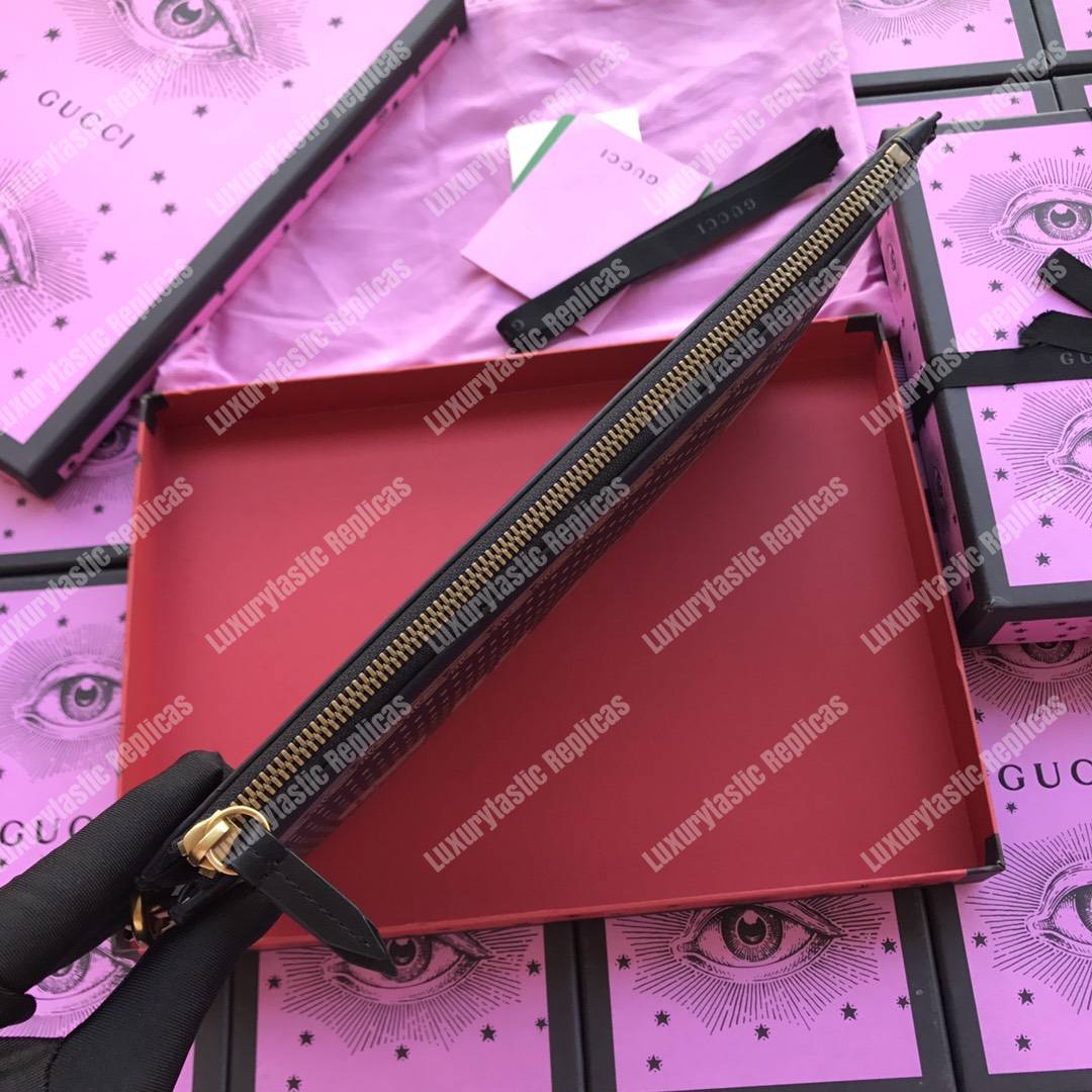 g*u*i G*u*iy print leather pouch bag black