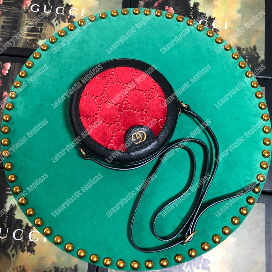 G*u*i gg velvet round shoulder bag red