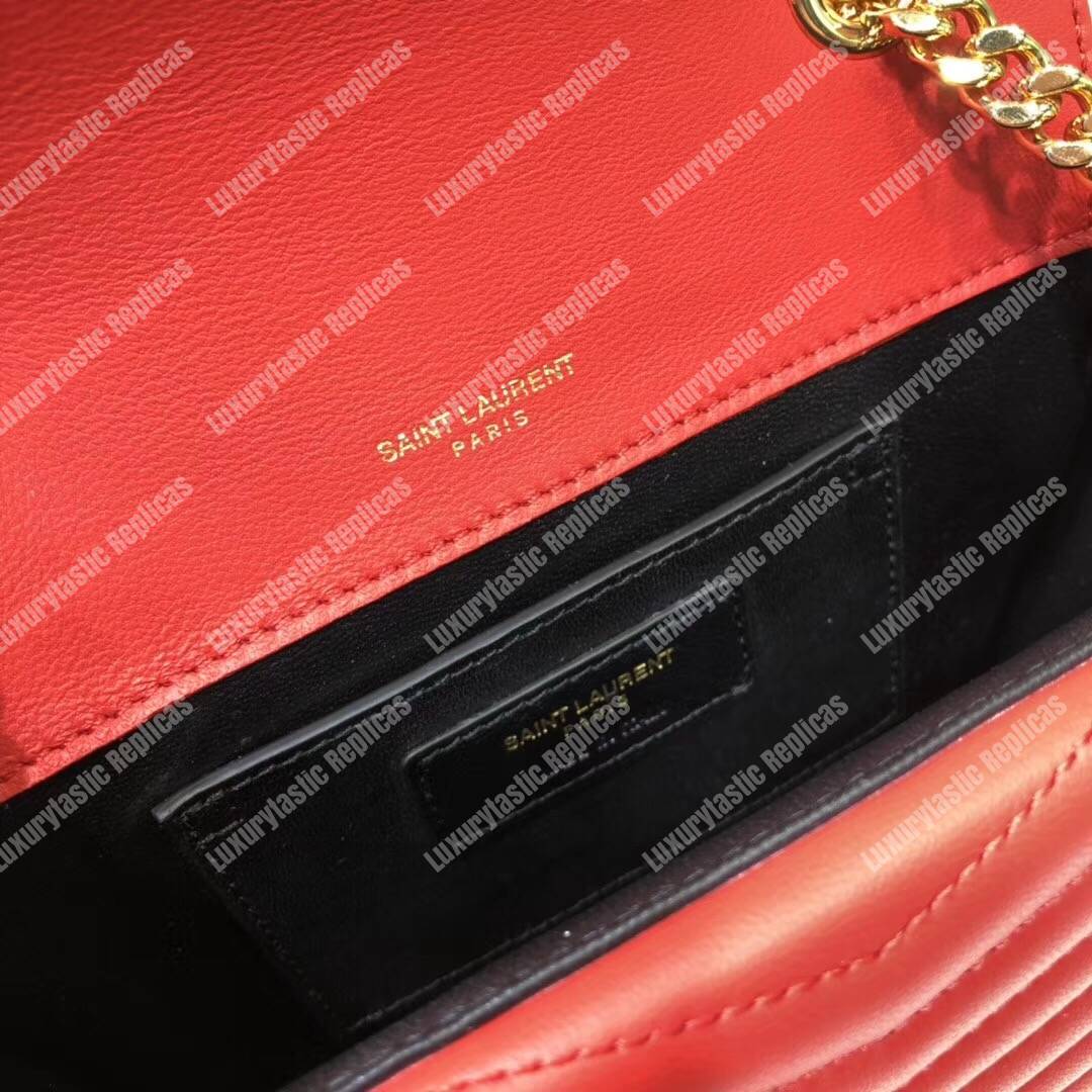 Saint Laurent Sulpice Small In Matelassé Leather Red