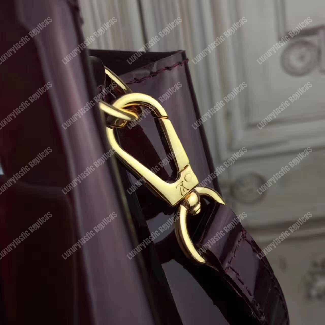 LV Montaigne MM Tote Bag Monogram Vernis Amarante