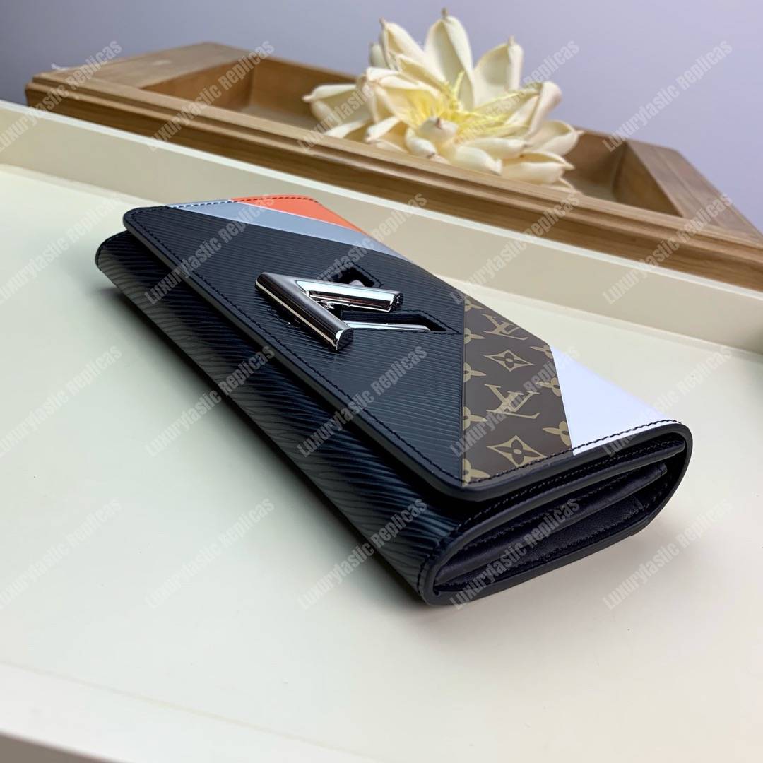 LV Twist Wallet Epi Leather Monogram Noir Tan