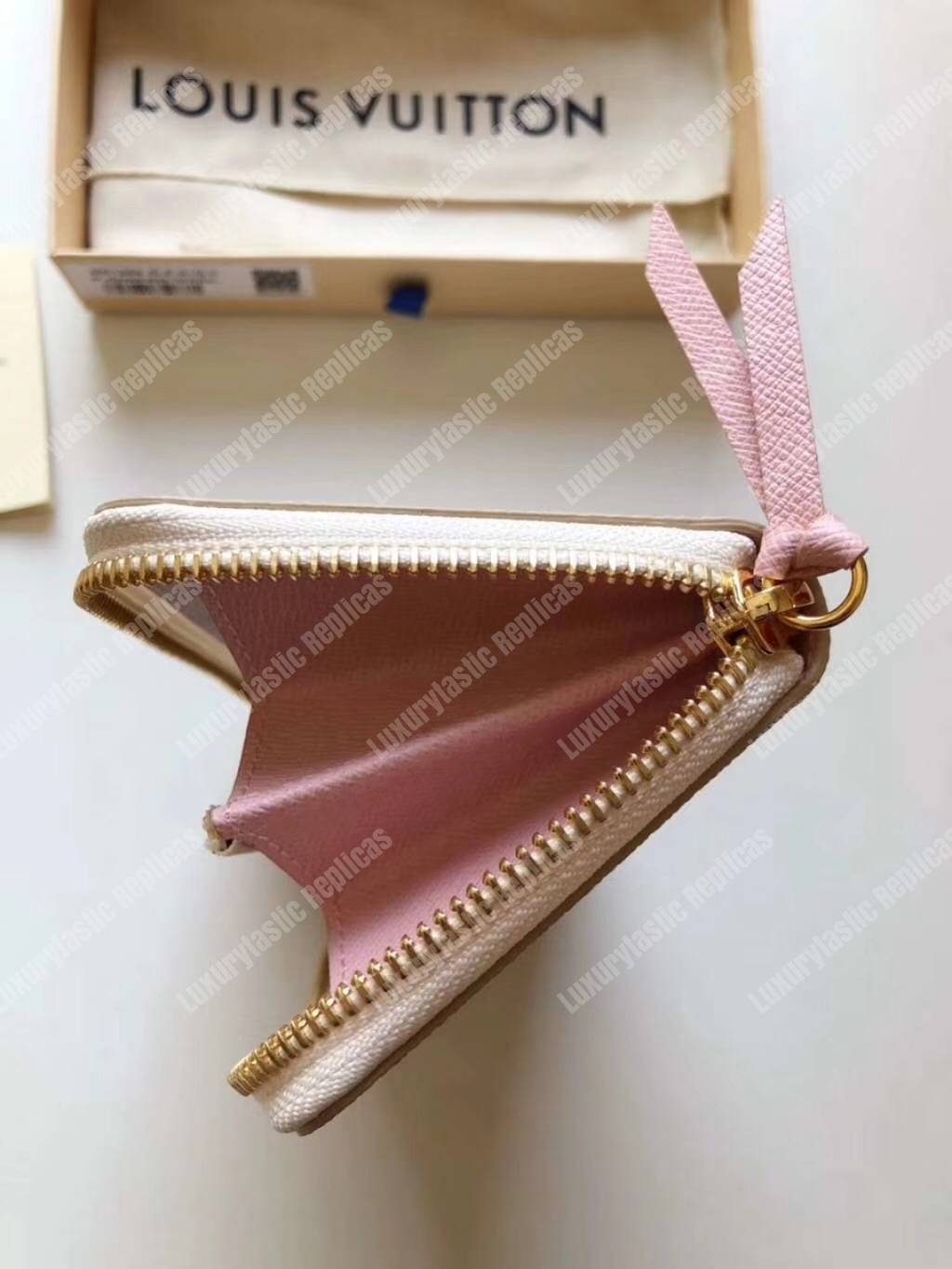 LV Clemence Wallet Damier Azur Canvas Rose Ballerine