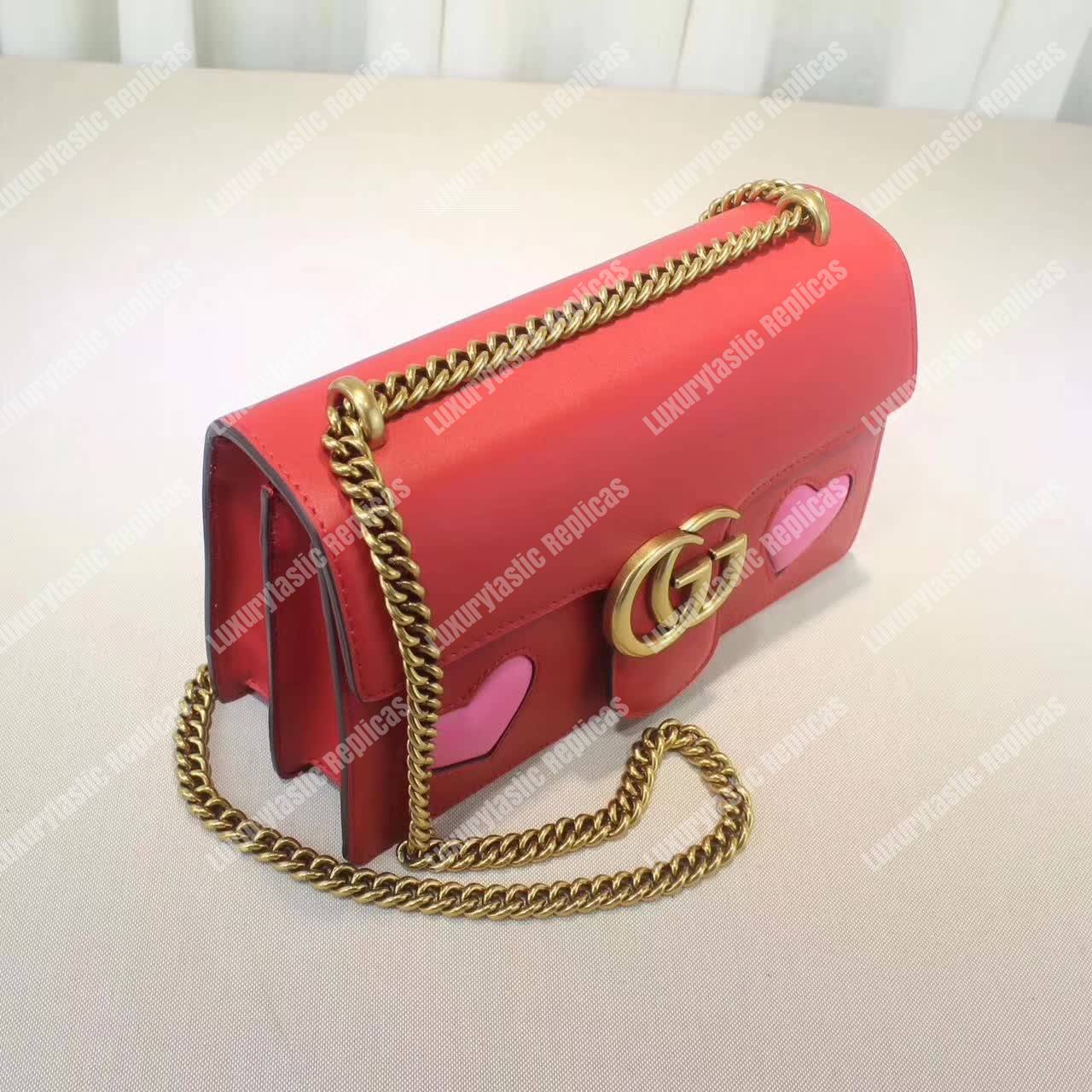 G*u*i gg marmont leather shoulder bag hearts red
