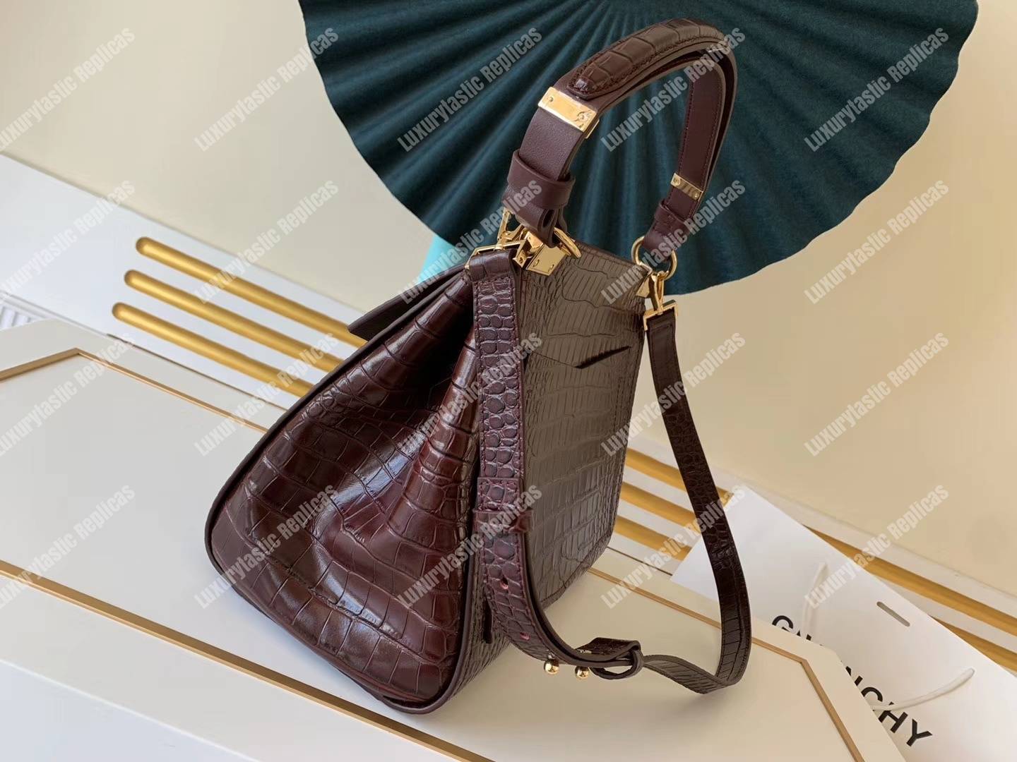 Givenchy Medium Mystic Bag In Crocodile-Effect Leather Brown