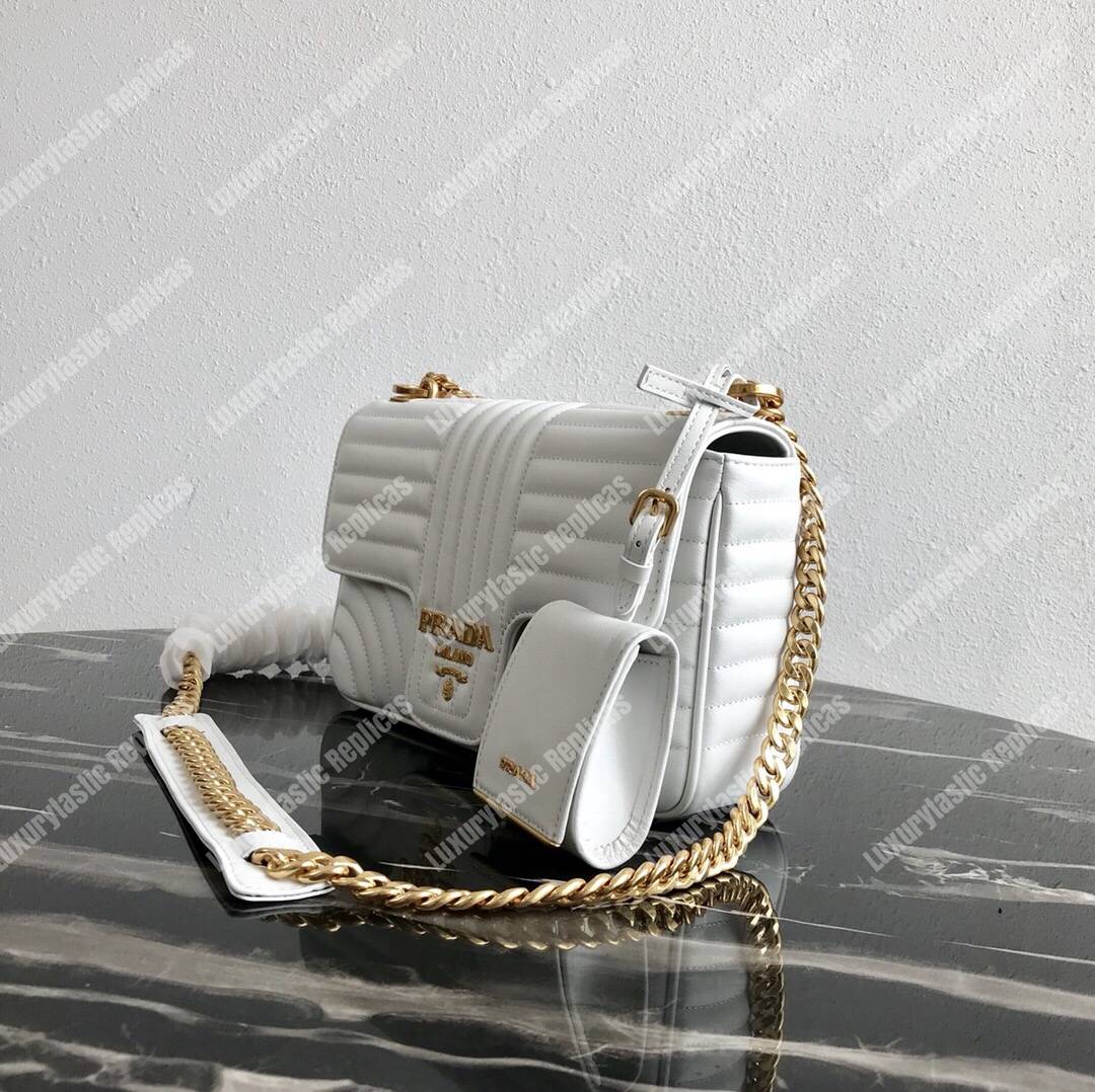 Pra*a diagramme medium leather bag white