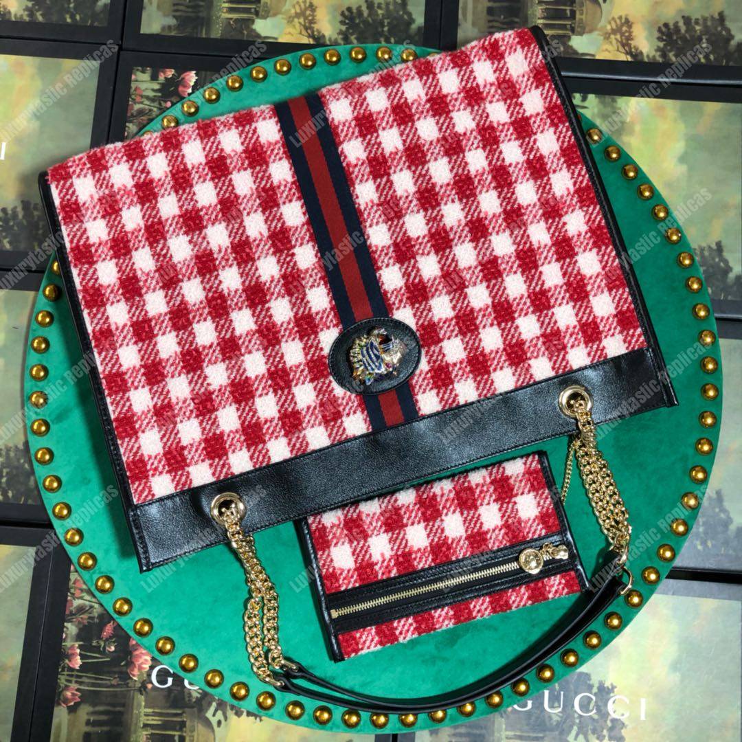 G*u*i rajah tweed large totoe white/red