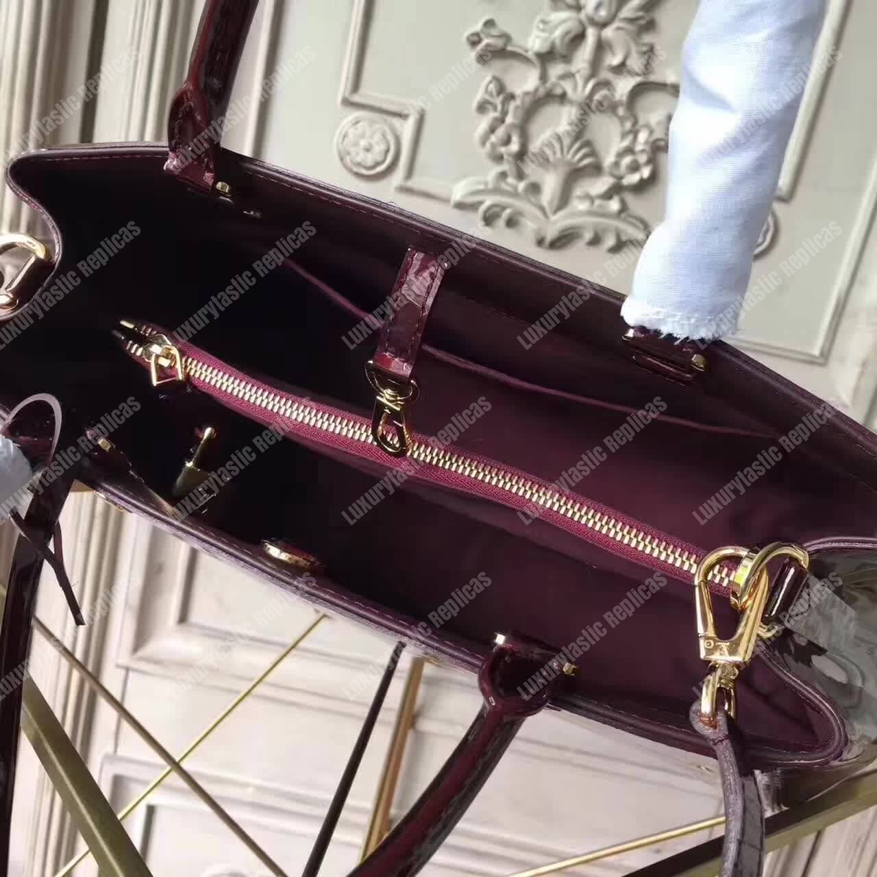 LV Montaigne MM Tote Bag Monogram Vernis Amarante