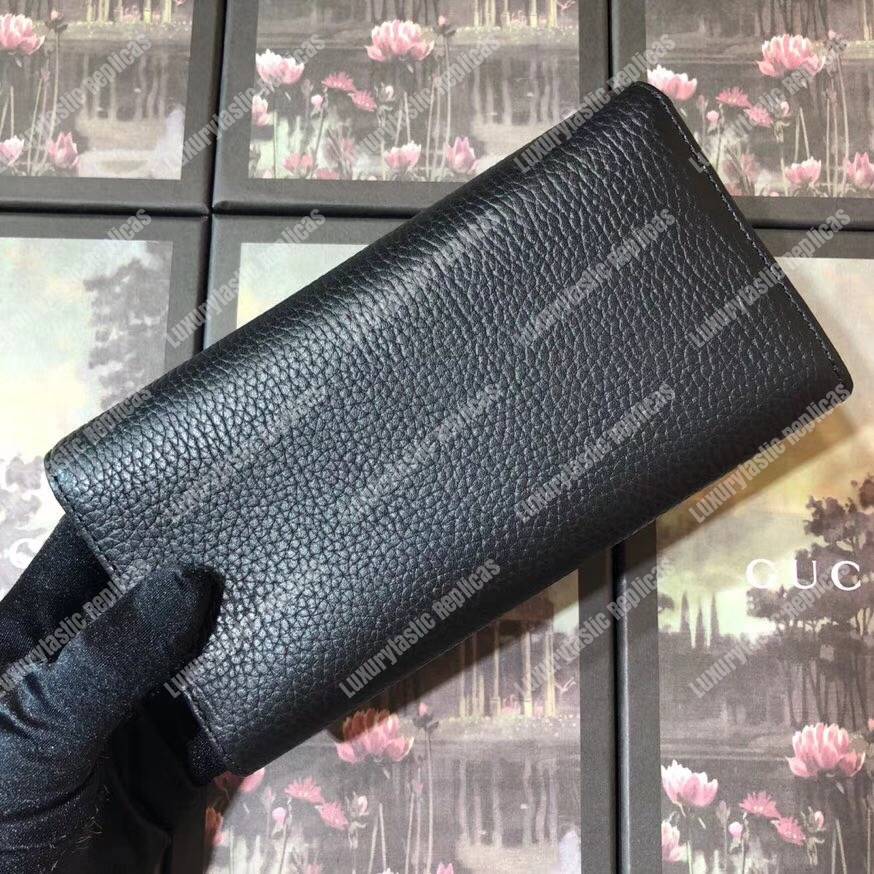 G*u*i garden leather continental wallet black with bat