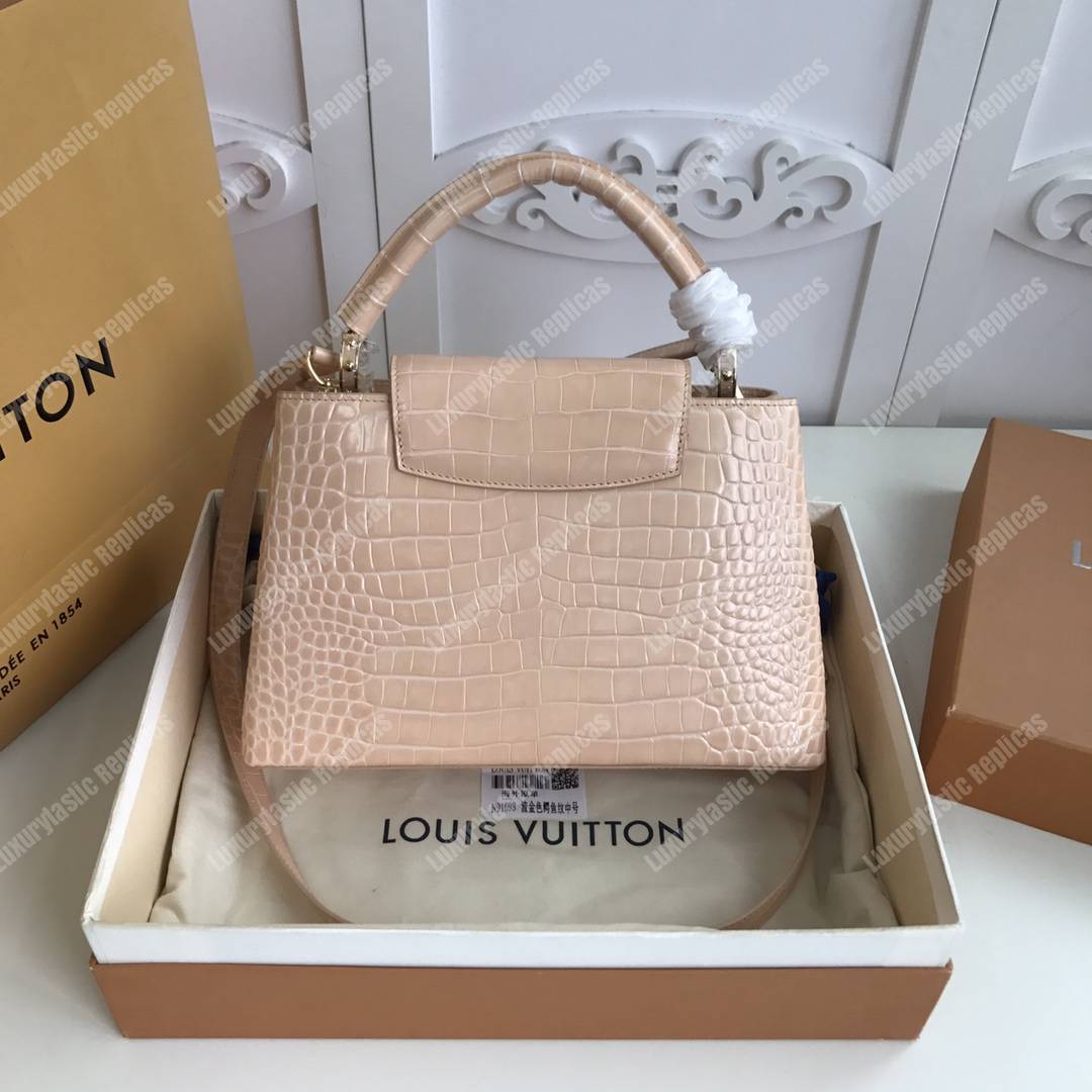 LV Capuccines PM Crocodilien Mat Dune
