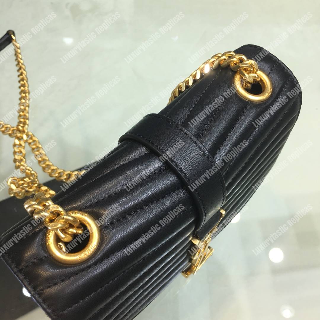 Saint Laurent Sulpice Small In Matelassé Leather Black