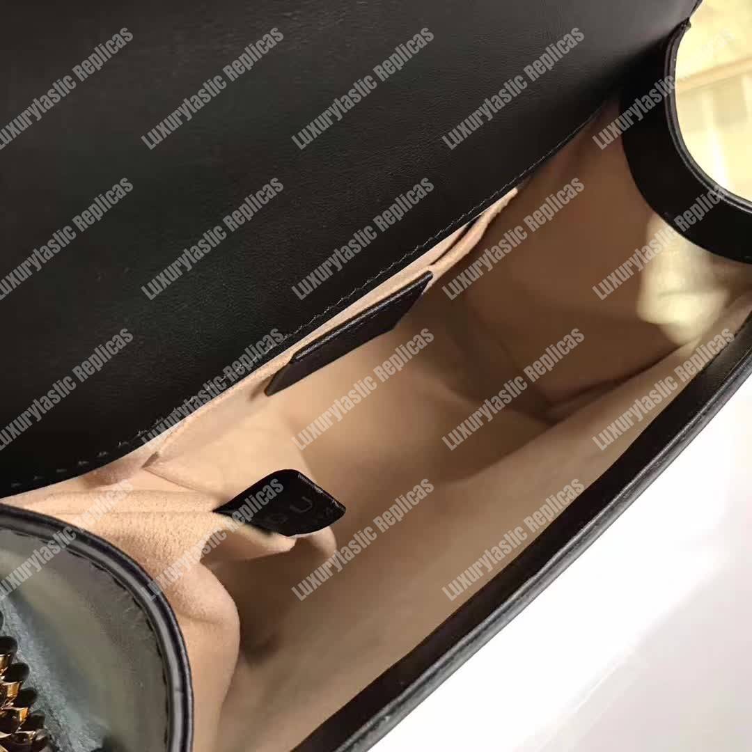 G*u*i padlock small leather shoulder bag black