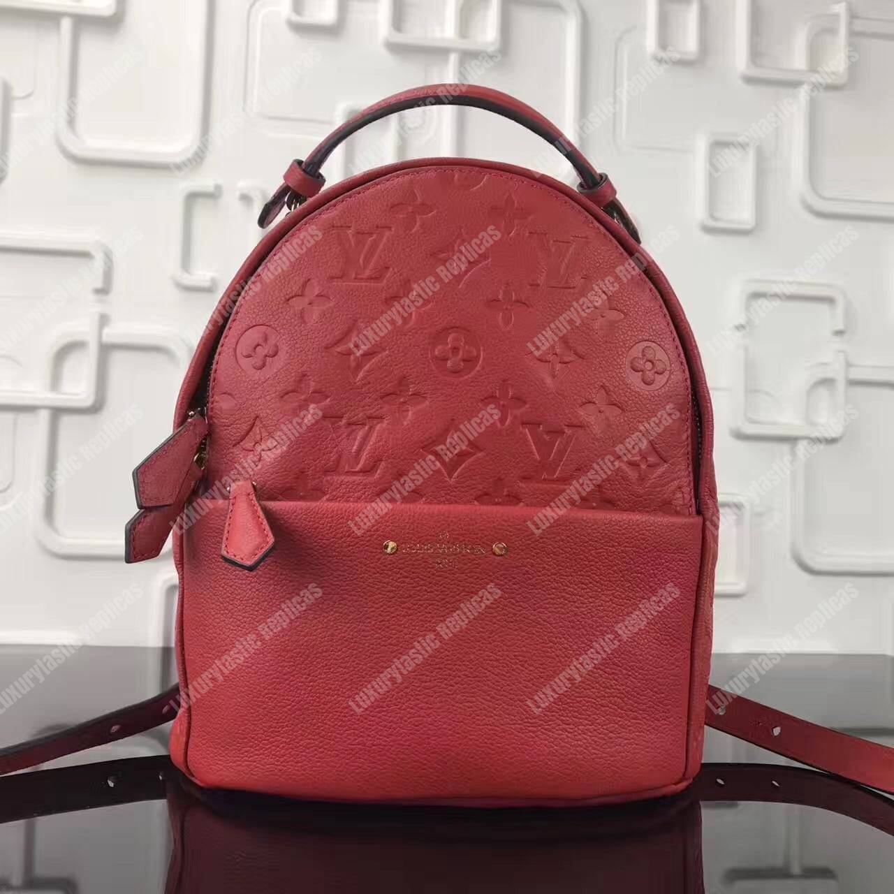 LV Sorbonne Backpack Monogram Empreinte Leather Cerise