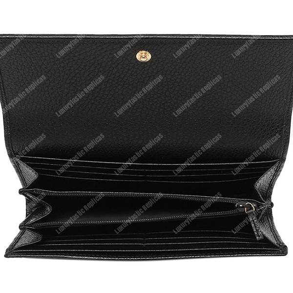 G*u*i gg leather continental wallet black
