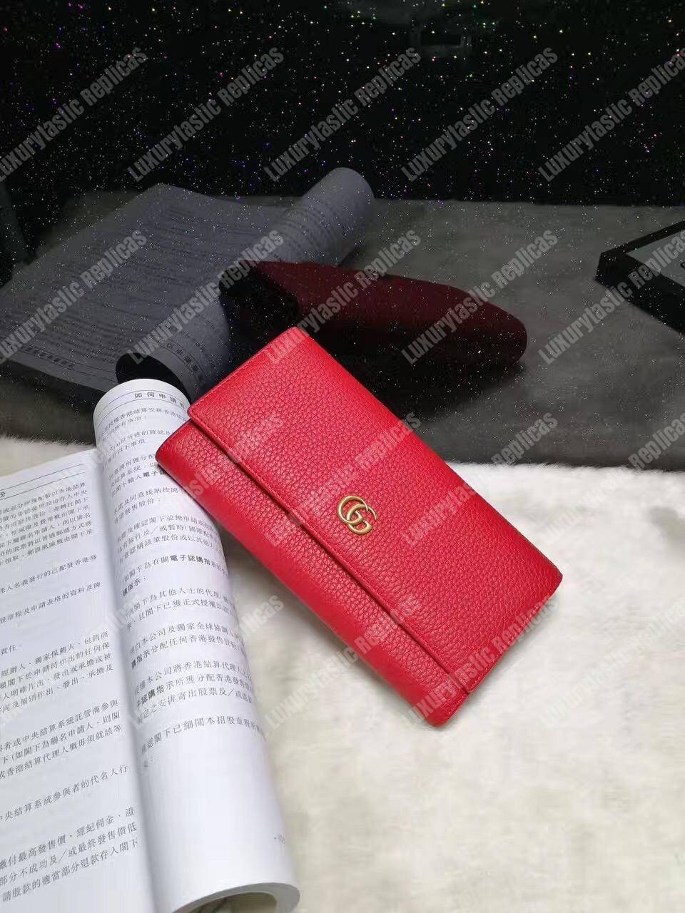 G*u*i gg leather continental wallet hibiscus red
