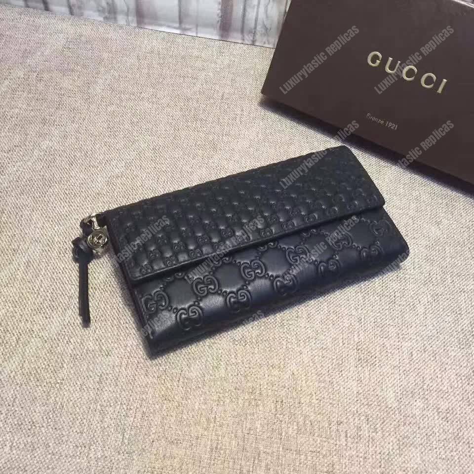 G*u*i gg bree G*u*issima leather flap wallet black