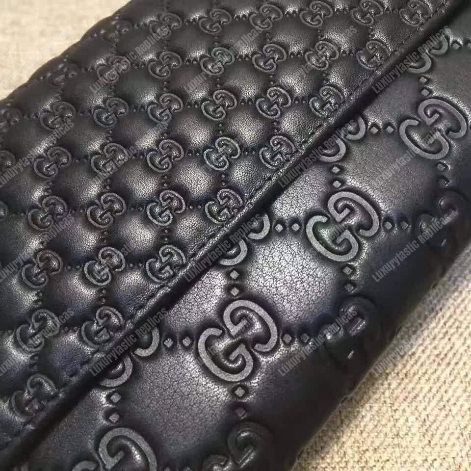 G*u*i gg bree G*u*issima leather flap wallet black