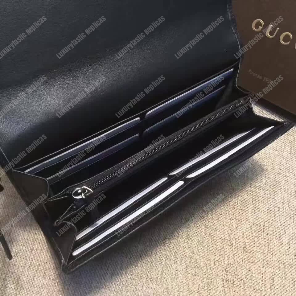 G*u*i gg bree G*u*issima leather flap wallet black