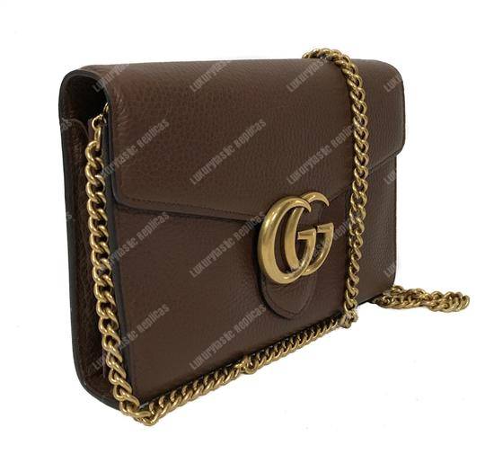G*u*i gg marmont leather mini chain bag brown