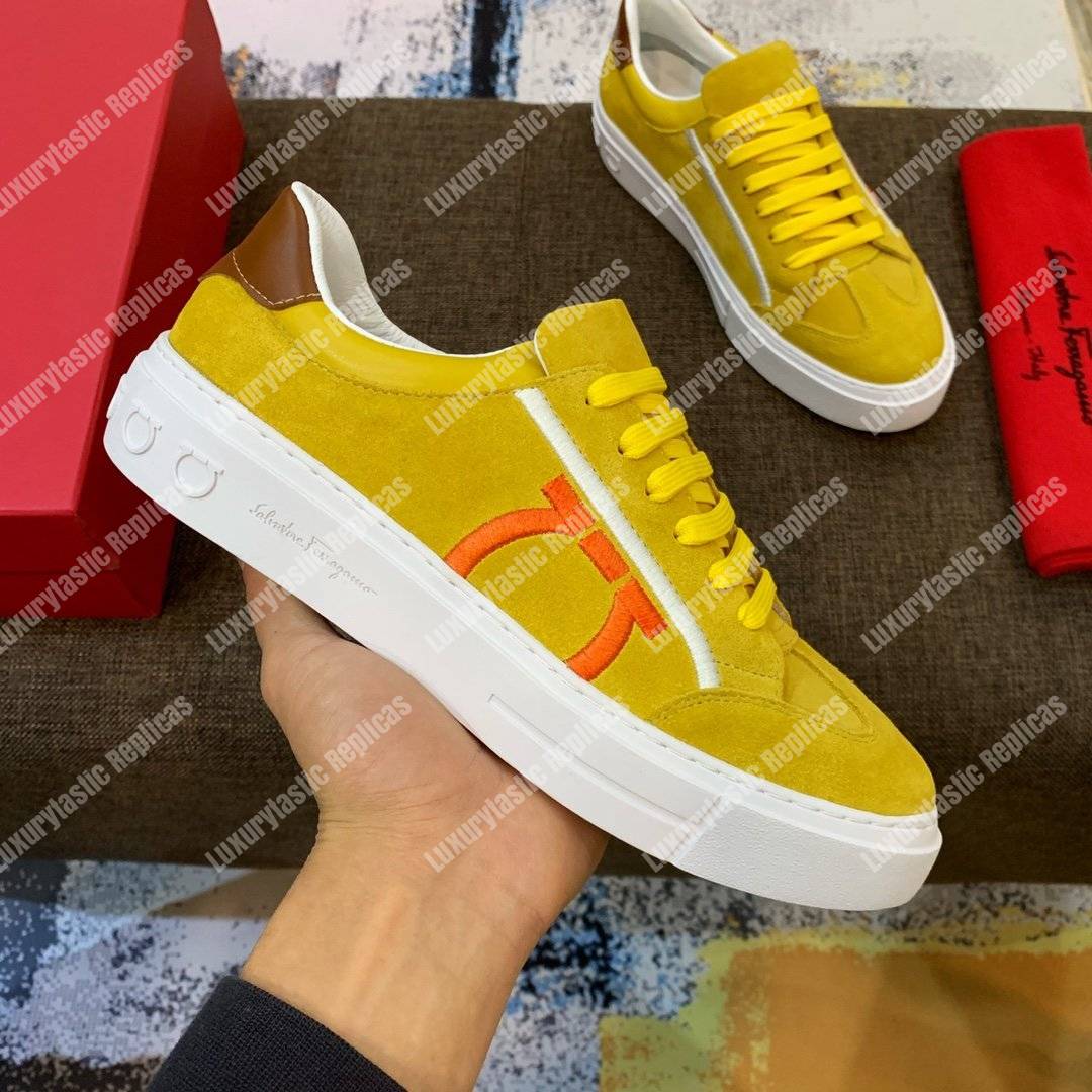 Salvatore Ferragamo Gancini Sneaker Straw/Sella