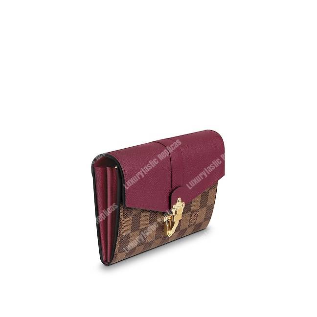 LV Clapton Wallet Damier Ebene Raisin