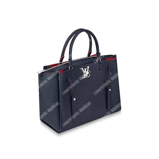 LV Lockmeto Handbag Luxury Leather Marine Rouge