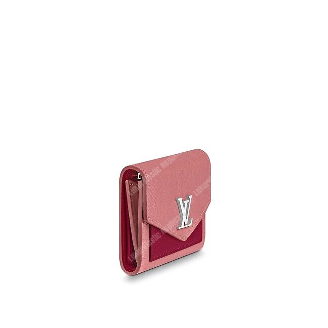 LV MyLockMe Compact Wallet Rose Boudoir Lie de Vin