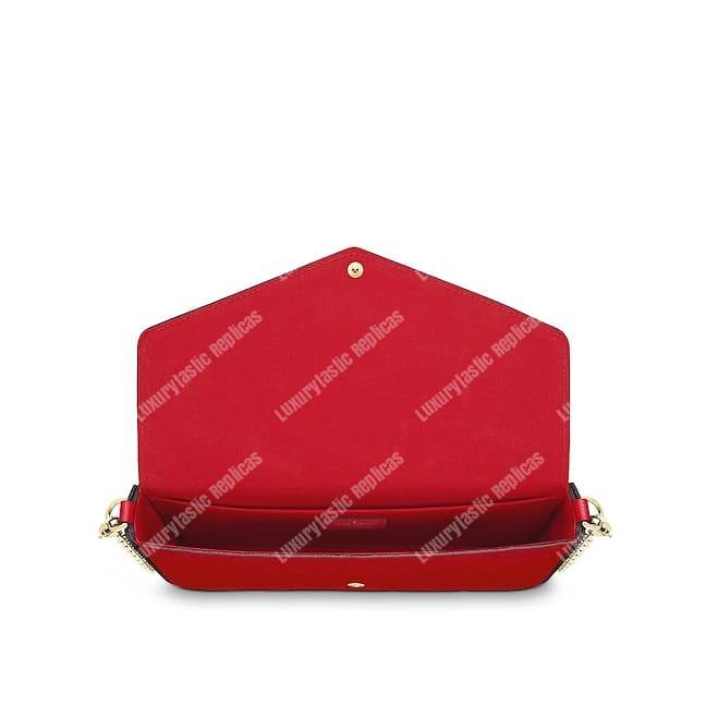 LV Pochette Felicie Bag Monogram Leather Cerise