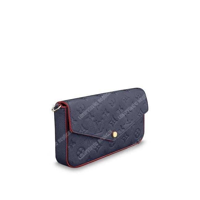 LV Pochette Felicie Bag Monogram Leather Marine Rouge