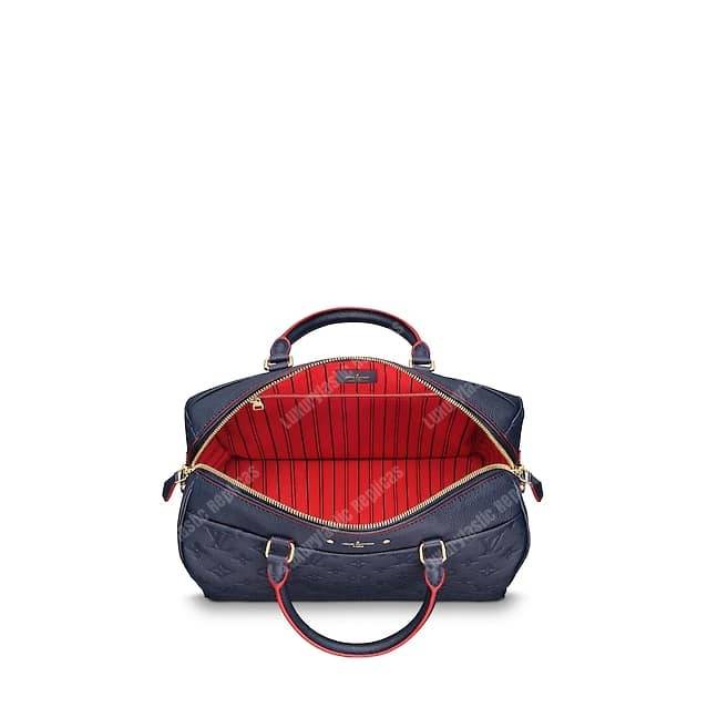 LV Speedy Bandouliere 30 Monogram Empreinte Leather Marine Rouge