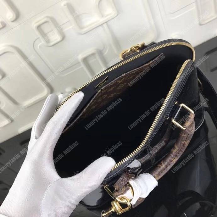 LV Alma PM Bag Patent Leather Black