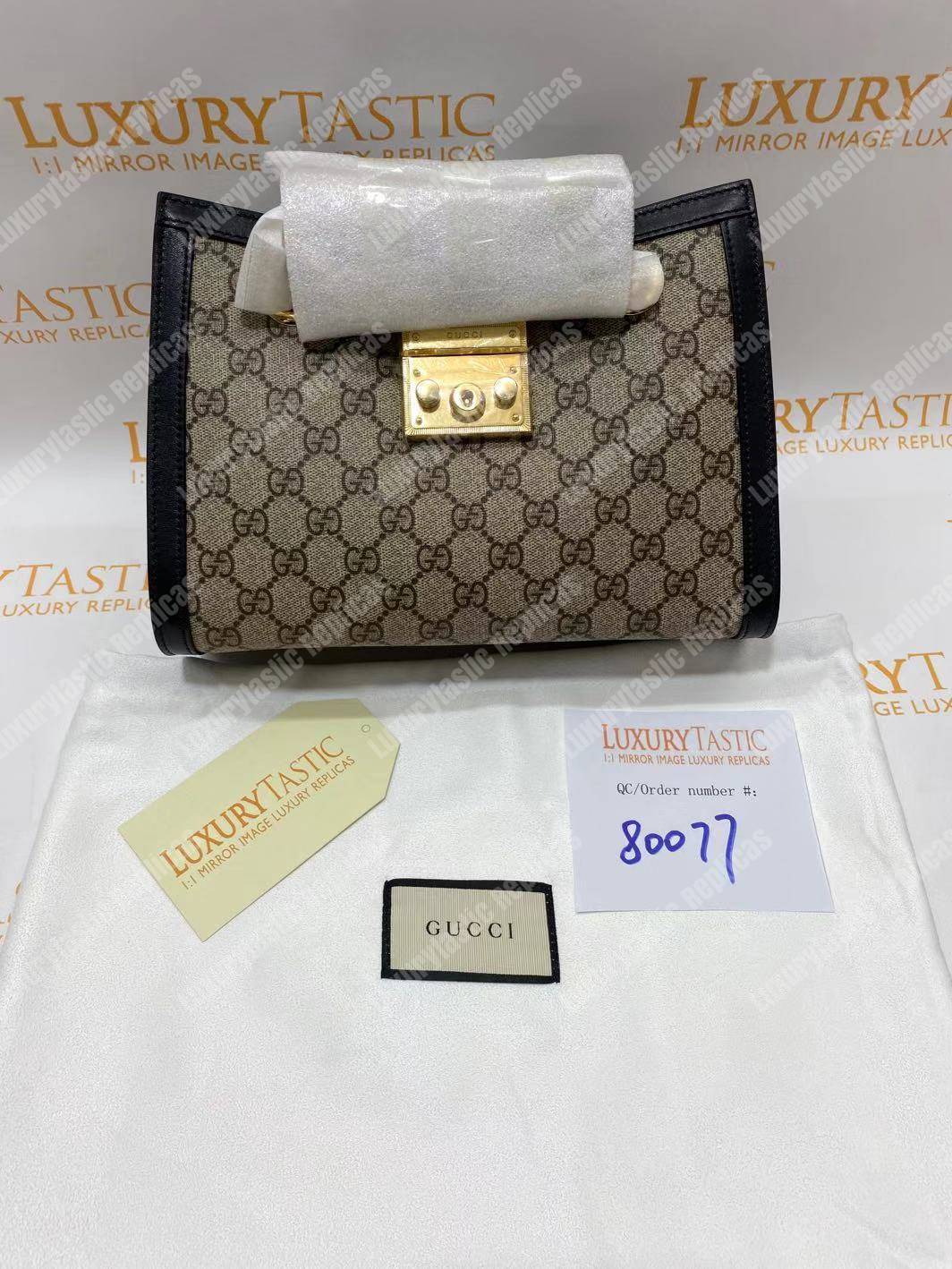 G*u*i padlock medium gg shoulder beige/ebony black