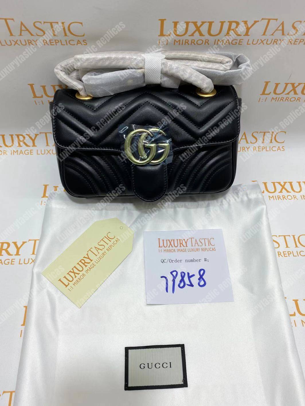 G*u*i gg marmont matelassé mini bag black