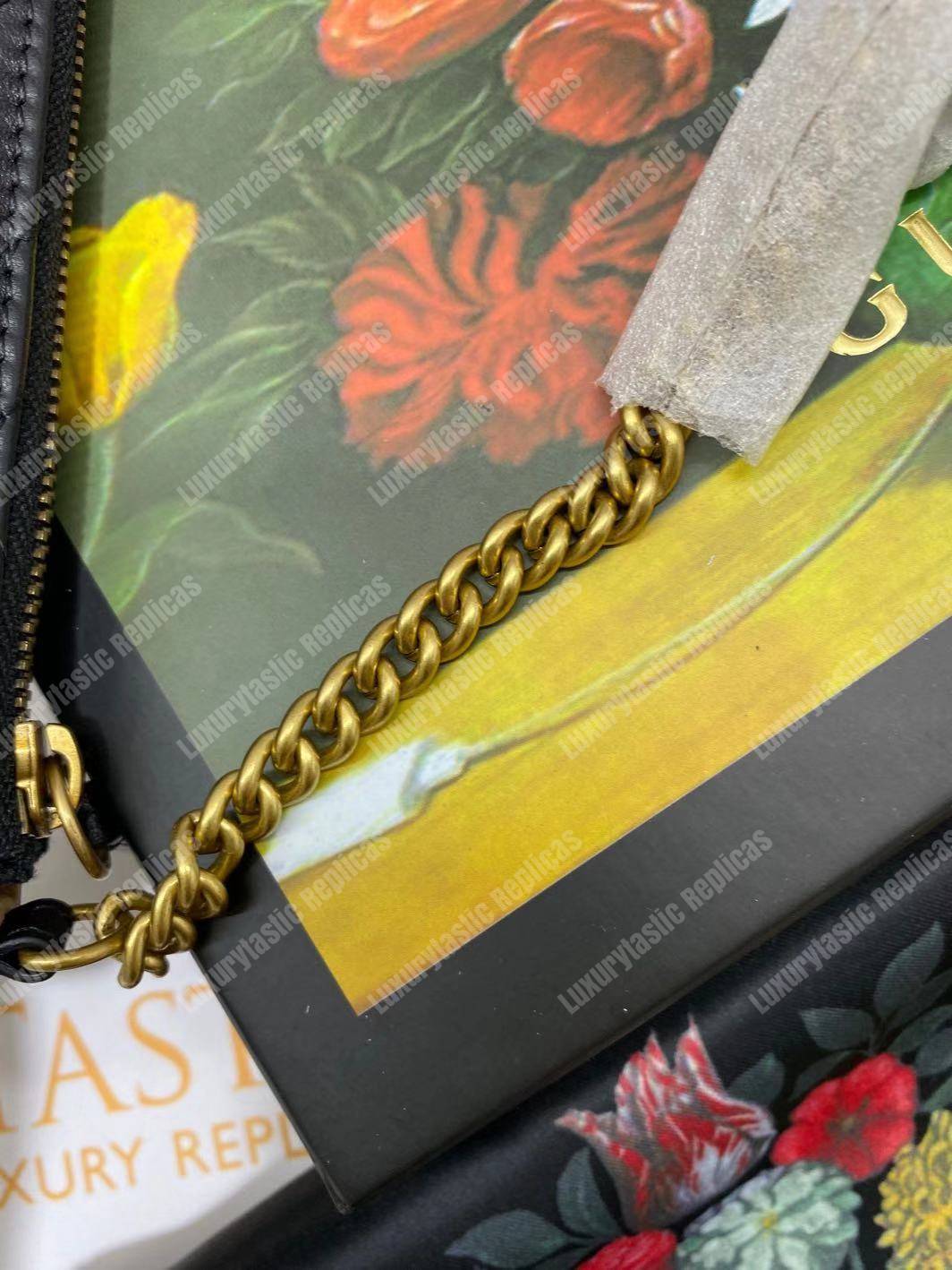 G*u*i gg marmont mini chain bag black