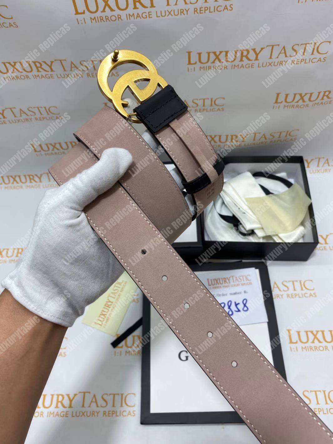 G*u*i black leather belt with double g buckle