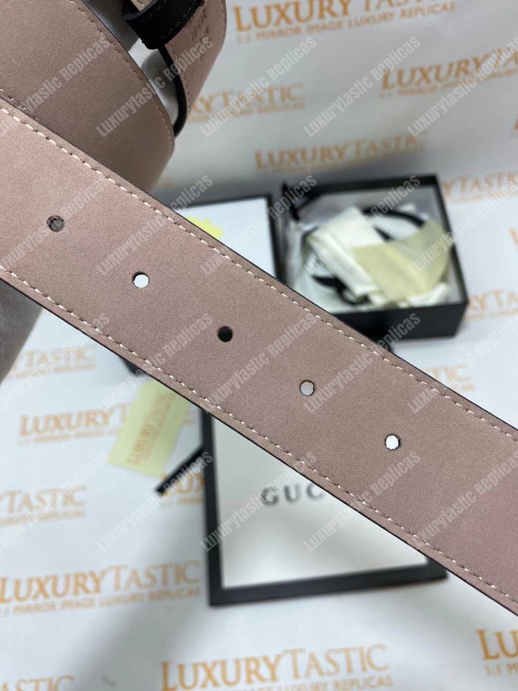 G*u*i black leather belt with double g buckle