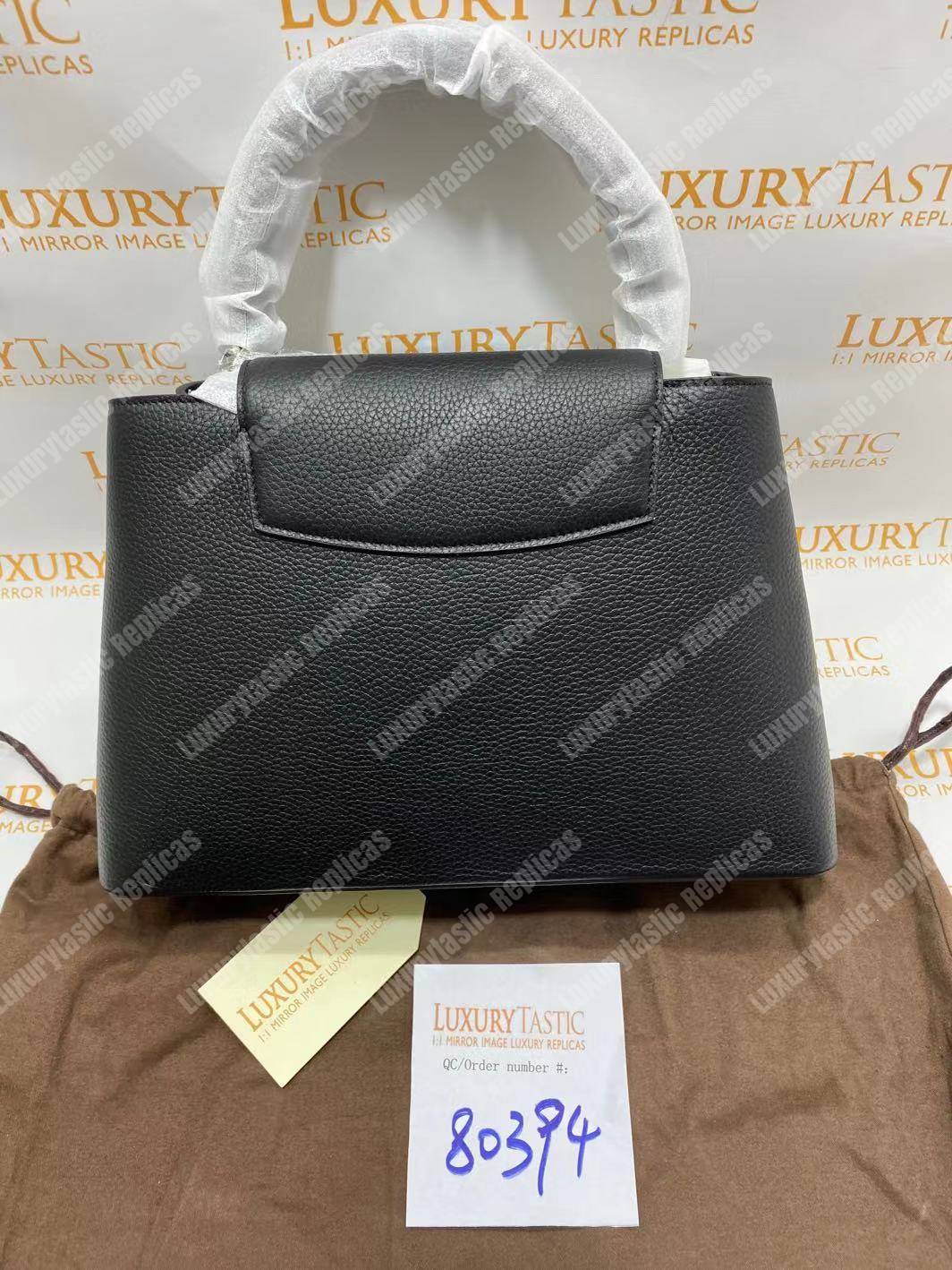 LV Capucines MM Taurillon Leather Noir Electric