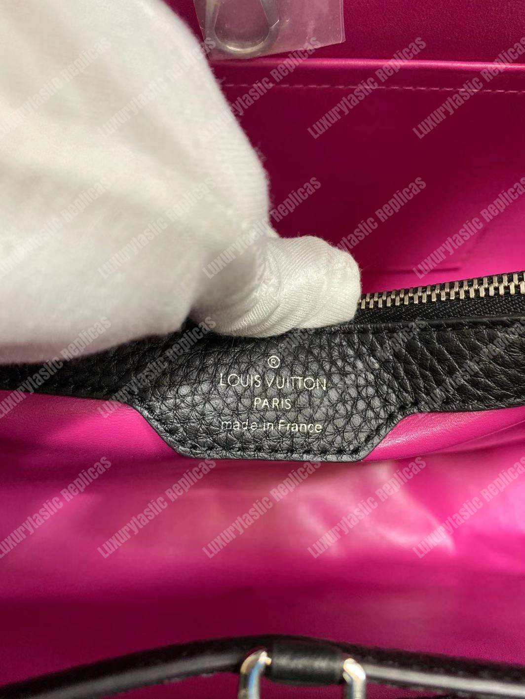 LV Capucines MM Taurillon Leather Noir Electric